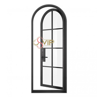 Portes françaises anciennes en aluminium, portes françaises cintrées, portes françaises extérieures en métal noir