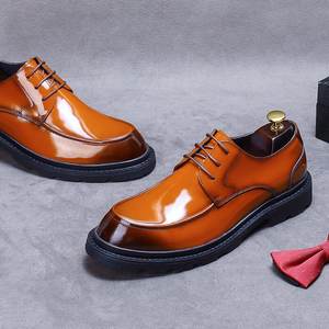 Zapatos de cuero genuino de diseñador de punta redonda de moda, zapatos de suela gruesa con cordones de talla grande 46 para hombres, zapatos de vestir Oxford para hombres 2024 - Product Image 5