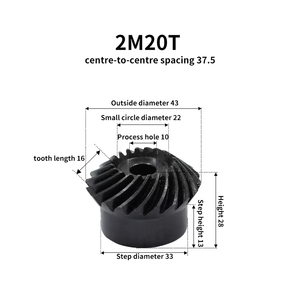 Engranaje Cónico Espiral de Precisión de 2 Módulos y 20 Dientes, Relación de Velocidad 1:1, Acero 45 Endurecido, Piñón de Alta Precisión para Construcción Agrícola - Product Image 6