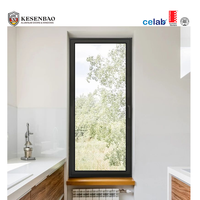 Ventanas abatibles francesas de triple acristalamiento de aluminio exterior moderno con pantallas de vidrio templado Aleación de aluminio negro para casa