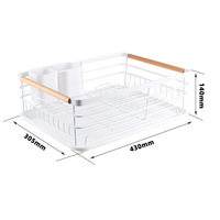 Rak piring dapur multifungsi, lemari dapur kapasitas besar multifungsi, Laci, pegangan kayu, penyimpanan, Pengering piring