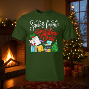 Camiseta navideña de la tripulación de registro de pacientes favorita de Papá Noel - Product Image 3