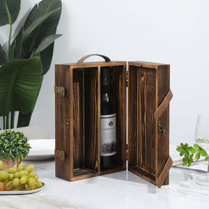 Boîtes à vin en bois MDF gravées au laser, en cuir artificiel, rectangulaires, haut de gamme, faites à la main, pour deux bouteilles, marque DS, vente en gros - Product Image 1