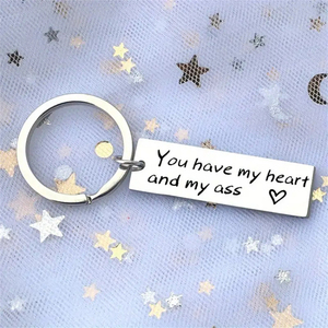 Vendita calda portachiavi in metallo rettangolare hai il mio cuore e il mio culo portachiavi Logo goffratura portachiavi per regali promozionali - Product Image 2