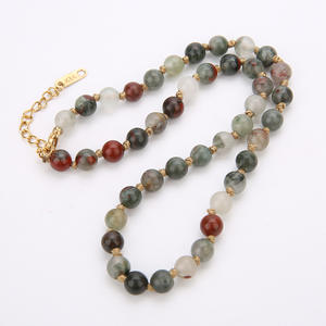 Bohemia Style Handmade Jewelry Men Women Choker 6mm Green <strong>Beads</strong> Natural Stone Necklace - Product Image 4