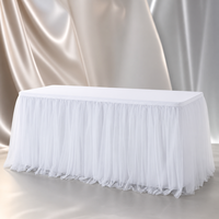 Nappe de table de mariage moderne et minimaliste, jupe de table assortie, chemin de table en tulle moelleux et mousseline de soie perlée, pour l'exportation
