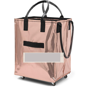 Bolsa de Compras Portátil Geométrica con Ruedas, Cierre de Cremallera, Asas de Cinta de PP, Plegable, de Poliéster, Venta Directa de Fábrica - Product Image 1