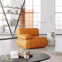 Sofá Modular Seccional de Piel Sintética de Estilo Nórdico Minimalista Atunus, Sofá de Cuero en Forma de U Amarillo para Sala de Estar de Lujo Industrial
