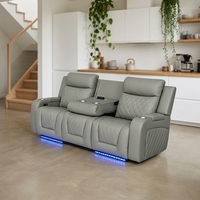 Canapé inclinable électrique 3 places Frank Luxury Power avec porte-gobelets et table rabattable pour home cinéma et salon