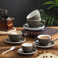 Tasse et assiette à café et thé de l'après-midi coloré en granit, tasses à cappuccino et latte en céramique de haute qualité pour café, vente directe d'usine