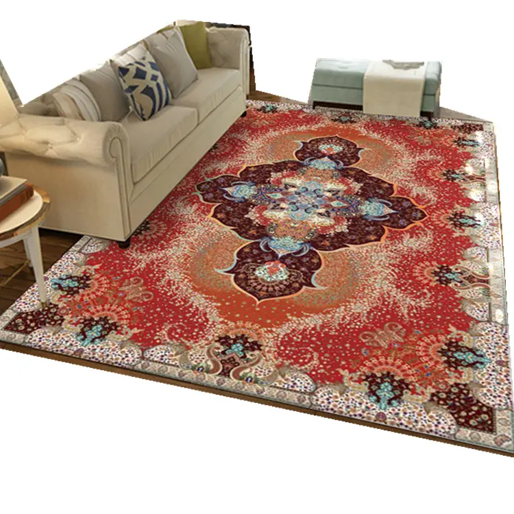 Tekstil Rumah Lantai Digunakan Mesin Anyaman Anti Slip Kilim Persia Polyester Chenille Printing Turki Ruang Tamu Karpet