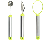 3-delige set roestvrijstalen keukenaccessoires, fruitdecoratie, meloenbollepel, fruit snijgereedschap