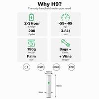USB Oplaadbare Handheld Vacuümverpakker Draagbare Mini Draadloze Voedselvacuümpomp voor Zakken, Blikken, Wijnkurken, Sous Vide