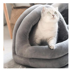 Cucciolo di piccolo cane gattino coniglio uso macchina lavabile antiscivolo auto riscaldamento Grey Cave Cave Bed House - Product Image 2