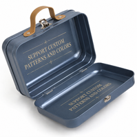 Boîte en métal personnalisée avec poignée et serrure, étui de rangement portable pour cadeaux, emballage rectangulaire imprimé, OEM