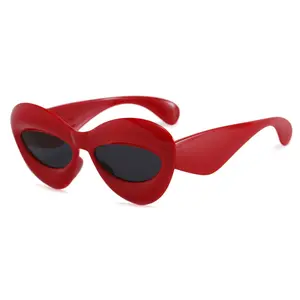 2023 New Cat Eye Sunglasses UV400 Women Vintage Fashion Rose Gold Mirror Glasses SunGlasses Unique Flat Ladies Oculos