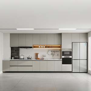 ตู้ครัวสำเร็จรูปสั่งทำพิเศษ วัสดุเมลามีนลายไม้ ดีไซน์หรูหรา - Product Image 2