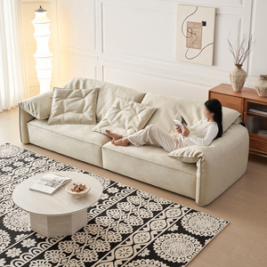 Nordic Style <strong>Elephant</strong> Ear <strong>Sofa</strong> Frosted Fabric Small-sized Living Room Designer Straight Row <strong>Sofa</strong> Down <strong>Sofa</strong> Set - Product Image 4