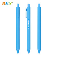 Multi-Candy Colored Promotionnel Soft Touch Gel Stylos Clicker en plastique fini caoutchouc bon marché 0.5mm Largeur d'écriture Logo personnalisable