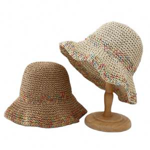 Chapeau de paille souple à large bord pour les vacances 2024, casquette de soleil d'été pour la plage, chapeau bob pliable en papier souple, chapeaux d'été pour femmes - Product Image 1