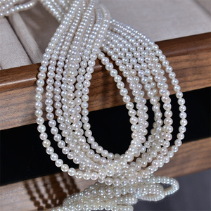 3-4mm AA lớp chất lượng tốt trắng hình tròn ngọc trai nước ngọt strands ngọc trai bán buôn đối với trang sức làm Khuyến mãi giá - Product Image 3