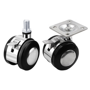 Furniture Caster 2 Inch Threaded Stem Polyurethane <b>Wheel</b> Zinc Alloy Plain Bearing Easy Installation Indoor Use - Product Image 1