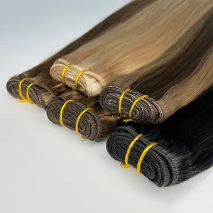 Machine Weft Remi Double Drawn Hair Weaves Hair Extension Invisible Weft Cheap Wholesale Thin Straight Human Hair Extension