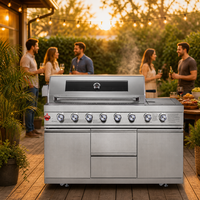 Barbecue à gaz pour la maison, 8 brûleurs, haute qualité, acier inoxydable 304, certifié CE, pour cuisine extérieure