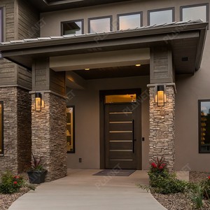 Porte Pivot Moderne di Lusso per Ingresso <span class=keywords><strong>Nuova</strong></span> Uscita Residenziale Esterna Effetto Legno con Vetro per Case - Product Image 6