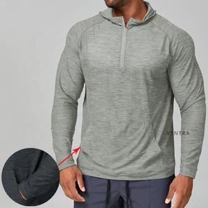 Hombres cuarto de cremallera de secado rápido entrenamiento Fitness correr gimnasio entrenamiento ropa deportiva Tops manga larga pulóver Sudadera con capucha - Product Image 3