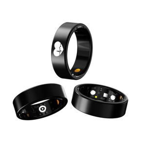 Hyperliving personnalisé EGC mode luxe noir étanche fréquence cardiaque santé sanguine surveillance de la température corporelle anneau intelligent