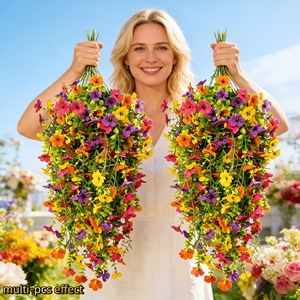 Guirlandes de fleurs artificielles violettes 45 mailles pour décoration suspendue de jardin, moulage par injection plastique X4 - Product Image 2