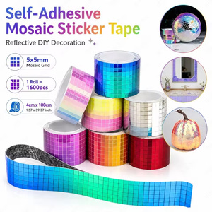 Mosaïque de miroirs autocollante de 1 m, autocollants réfléchissants pour la décoration murale 3D, collage artistique DIY, décoration de bar KTV - Product Image 2