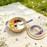 Bol alimentaire en mélamine de qualité alimentaire pour enfants, avec couvercle et cuillère, idéal pour les pique-niques en extérieur et les repas à emporter
