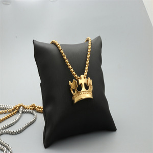 <b>Crown</b> Pendant Necklace Stainless Steel <b>Silver</b> White Women's Fashion Jewelry Hip Hop Style Minimalist Design - Product Image 3