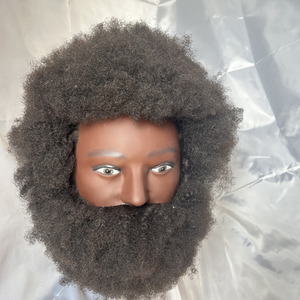 100% Afro Male Real Human Hair Mannequin Practice <strong>Training</strong> <strong>Head</strong> With Beard for Cutting Hairdressing Manikin <strong>Head</strong> - Product Image 2