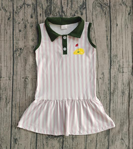 Robe d'été sans manches à imprimé floral et col rond pour petites filles, style décontracté, broderie golf RTS, vente en gros de vêtements pour enfants ODM - Product Image 3