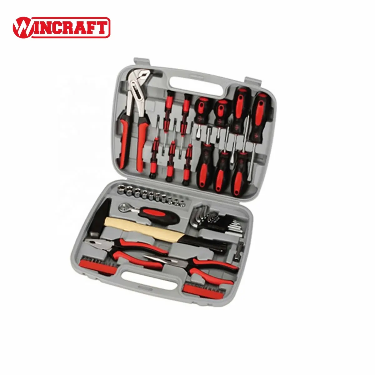 57pcs Combination Tool Set Household Repairing Tool Kit with 10" Water Pump Plier 300g Machinist Hammer
