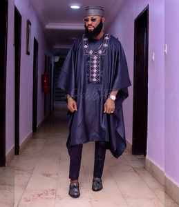 H & D Dashiki Agbada Ropa de hombre africano Conjunto de 3 piezas Manga larga con bordado <span class=keywords><strong>2022</strong></span> - Product Image 1