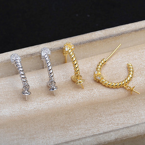 DIY <b>Accessories</b> for Fine Hoop Earrings 6-10 Zodiac <b>Snake</b> S925 Silver Pearl Empty Jewelry Holder 5793 Lucky <b>Snake</b> Empty Holder - Product Image 2