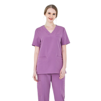 Uniforme à col en V Blouse Travailleurs de la santé Infirmière Uniforme Stretch Taille Scrubs Set Vêtements médicaux