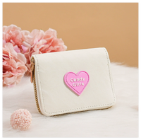 Portefeuille à fermeture éclair Candy Girl, porte-cartes mignon, portefeuille de poche, portefeuille court à clip, en PU, style tendance, lettrage en relief