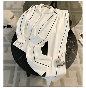 Completo Sportivo da Donna Taglie Forti con Colletto Rovesciato e Zip, Maniche Lunghe e <span class=keywords><strong>Pantaloni</strong></span> a Gamba Larga, <span class=keywords><strong>Outfit</strong></span> Casual da Jogging - Product Image 1