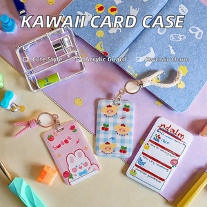 Prêt à expédier – Étui porte-carte d'identité scolaire ou de bus en plastique rigide de 3 pouces, motif dessin animé Kawaii, avec porte-clés pour étudiants - Product Image 2
