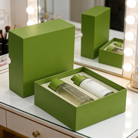 Boîte cosmétique magnétique personnalisée avec votre propre logo d'entreprise pour un emballage de coffret cadeau vert ivoire de qualité supérieure pour un ensemble de soins de la peau