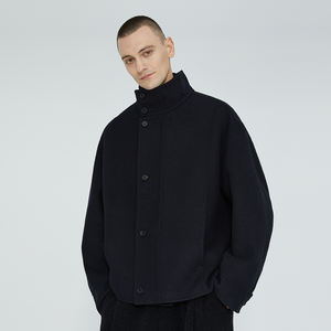 <span class=keywords><strong>Cappotto</strong></span> Invernale da <span class=keywords><strong>Uomo</strong></span> Nero in Lana Double-Face, Soprabito <span class=keywords><strong>Corto</strong></span> alla Moda con Bottoni - Product Image 2
