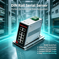Passerelle RS485 vers Ethernet 1 port DIN-Rail, serveur Modbus TCP avec COM virtuel et mode transparent, 12-24V DC, 35mm