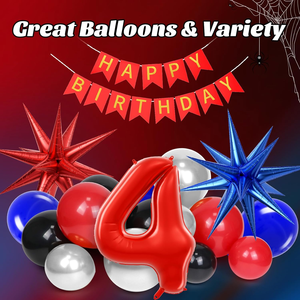 Kit de Guirnalda de Globos Negros, Rojos y Azules con Kit de Globos de Aluminio y Pancarta de <span class=keywords><strong>Feliz</strong></span> Cumpleaños para Fiesta de Cumpleaños - Product Image 6