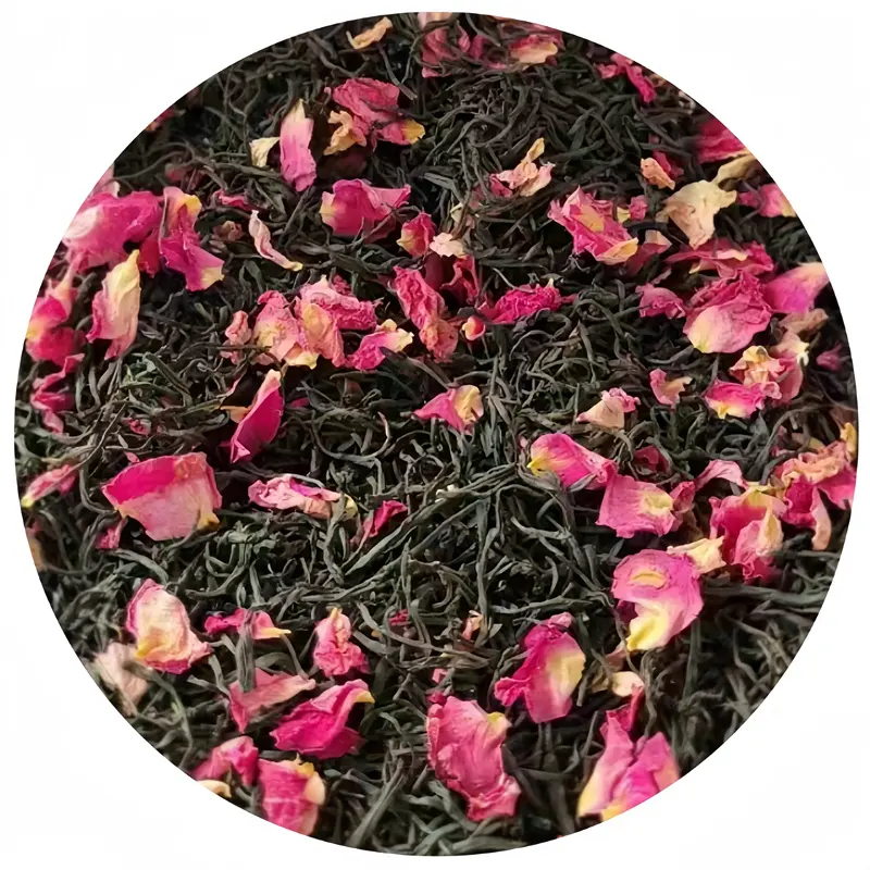 Pétalo de rosa con hojas de té Pétalo de Rosa negro Té de belleza Rea Té negro Rosa mezclado