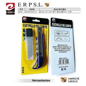 Cuchillo Multiusos Erpsl 33015 con Hojas de Acero Inoxidable, Paquete de 12 Unidades con Mango de Plástico para Cortar Cartón Grueso - Product Image 1